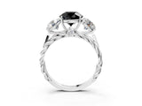 White gold Three-Stone Fancy Black Round Cut Diamond Braided Band Ring with Four-Prong Setting_27