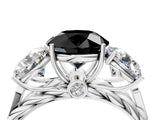 White gold Three-Stone Fancy Black Round Cut Diamond Braided Band Ring with Four-Prong Setting_28