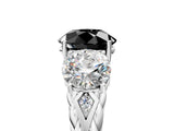White gold Three-Stone Fancy Black Round Cut Diamond Braided Band Ring with Four-Prong Setting_29