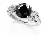 White gold Three-Stone Fancy Black Round Cut Diamond Channel Set Engagement Ring with Prong Setting_13