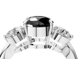 White gold Three-Stone Fancy Black Round Cut Diamond Channel Set Engagement Ring with Prong Setting_16