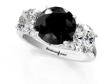 White gold Three-Stone Fancy Black Round Cut Diamond Engagement Ring with Prong Setting_16
