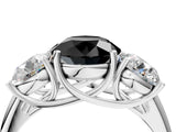 White gold Three-Stone Fancy Black Round Cut Diamond Engagement Ring with Prong Setting_19