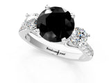 White gold Three-Stone Fancy Black Round Cut Diamond Pavé Band with Four-Prong Setting_1