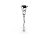 White gold Three-Stone Fancy Black Round Cut Diamond Pavé Band with Four-Prong Setting_2