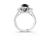 White gold Three-Stone Fancy Black Round Cut Diamond Pavé Band with Four-Prong Setting_3
