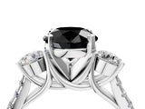 White gold Three-Stone Fancy Black Round Cut Diamond Pavé Band with Four-Prong Setting_4