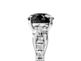 White gold Three-Stone Fancy Black Round Cut Diamond Pavé Band with Four-Prong Setting_5