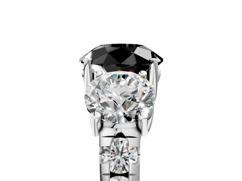 White gold Three-Stone Fancy Black Round Cut Diamond Pavé Band with Prong Setting_17