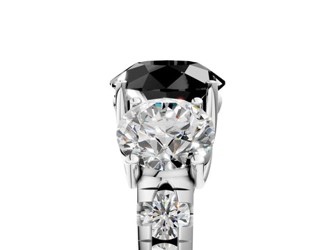 White gold Three-Stone Fancy Black Round Cut Diamond Pavé Band with Prong Setting_29