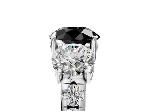 White gold Three-Stone Fancy Black Round Cut Diamond Pavé Band with Prong Setting_5