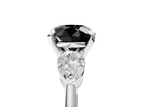 White gold Three-Stone Fancy Black Round Cut Diamond Ring with Pear Side Stones and Four-Prong Setting_5