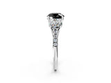 White gold Three-Stone Fancy Black Round Cut Diamond Ring with Round  Pavé Band and Prong Setting_92