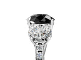 White gold Three-Stone Fancy Black Round Cut Diamond Ring with Round  Pavé Band and Prong Setting_95