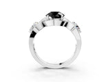 White gold Three-Stone Fancy Black Round Cut Diamond Wave Pave Band with Prong Setting_3