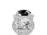 White gold Three-Stone Fancy Black Round Cut Halo Diamond Milgrain Band with Four-Prong Setting_5