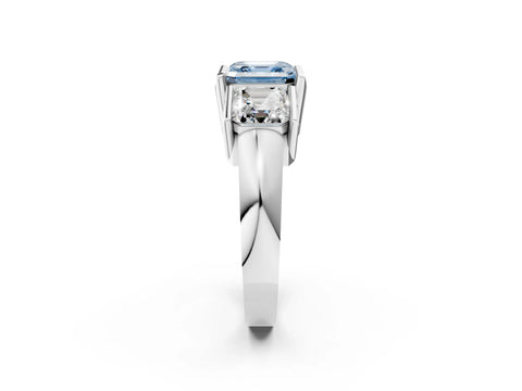 White gold Three Stone Fancy Blue Asscher Cut Cut Channel Set Diamond Ring_26