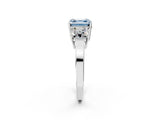 White gold Three-Stone Fancy Blue Asscher Cut Cut Diamond Engagement Ring with Flat Band and Four-Prong Setting_14