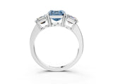White gold Three-Stone Fancy Blue Asscher Cut Cut Diamond Engagement Ring with Flat Band and Four-Prong Setting_15