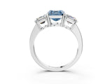 White gold Three-Stone Fancy Blue Asscher Cut Cut Diamond Engagement Ring with Flat Band and Four-Prong Setting_15