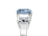 White gold Three-Stone Fancy Blue Asscher Cut Cut Diamond Engagement Ring with Flat Band and Four-Prong Setting_17
