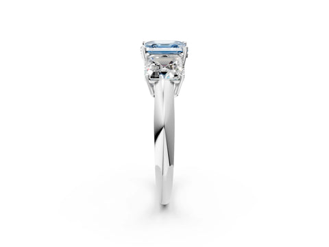 White gold Three-Stone Fancy Blue Asscher Cut Cut Diamond Engagement Ring with Prong Setting on a White Gold Band_14