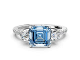 White gold Three-Stone Fancy Blue Asscher Cut Cut Diamond Pavé Band with Prong Setting_27