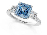 White gold Three-Stone Fancy Blue Asscher Cut Cut Diamond Pavé Band with Prong Setting_28