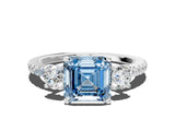 White gold Three-Stone Fancy Blue Asscher Cut Cut Diamond Pavé Band with Prong Setting_33