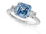 White gold Three-Stone Fancy Blue Asscher Cut Cut Diamond Pavé Band with Prong Setting_34
