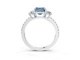 White gold Three-Stone Fancy Blue Asscher Cut Cut Diamond Pavé Band with Prong Setting_36