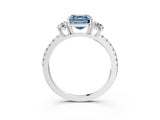 White gold Three-Stone Fancy Blue Asscher Cut Cut Diamond Pavé Band with Prong Setting_57
