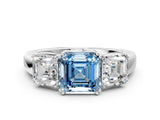 White gold Three-Stone Fancy Blue Asscher Cut Cut Diamond Ring with Channel Set Band and Four-Prong Setting_12