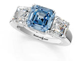 White gold Three-Stone Fancy Blue Asscher Cut Cut Diamond Ring with Channel Set Band and Four-Prong Setting_13