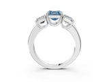 White gold Three-Stone Fancy Blue Asscher Cut Cut Diamond Ring with Channel Set Band and Four-Prong Setting_15