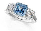 White gold Three-Stone Fancy Blue Asscher Cut Cut Diamond Ring with Channel Set Band and Four-Prong Setting_37