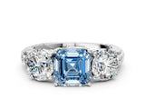 White gold Three-Stone Fancy Blue Asscher Cut Cut Diamond Ring with Channel-Set Band and Prong Setting_18