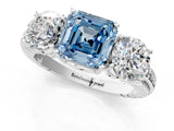 White gold Three-Stone Fancy Blue Asscher Cut Cut Diamond Ring with Channel-Set Band and Prong Setting_19