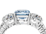 White gold Three-Stone Fancy Blue Asscher Cut Cut Diamond Ring with Channel-Set Band and Prong Setting_22