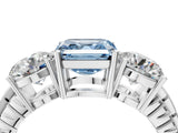 White gold Three-Stone Fancy Blue Asscher Cut Cut Diamond Ring with Channel-Set Band and Prong Setting_22