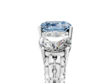 White gold Three-Stone Fancy Blue Asscher Cut Cut Diamond Ring with Channel-Set Band and Prong Setting_23