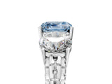 White gold Three-Stone Fancy Blue Asscher Cut Cut Diamond Ring with Channel-Set Band and Prong Setting_23