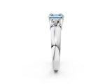 White gold Three-Stone Fancy Blue Asscher Cut Cut Diamond Ring with Prong Setting and Classic Band_2