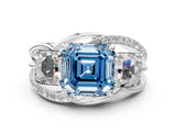 White gold Three-Stone Fancy Blue Asscher Cut Cut Diamond Split Shank Prong Set Ring_12