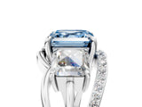White gold Three-Stone Fancy Blue Asscher Cut Cut Diamond Split Shank Prong Set Ring_17