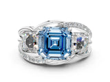 White gold Three-Stone Fancy Blue Asscher Cut Cut Diamond Split Shank Prong Set Ring_24