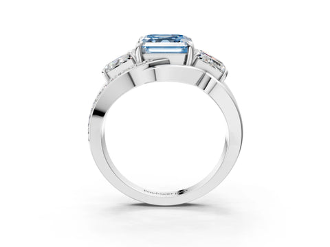White gold Three-Stone Fancy Blue Asscher Cut Cut Diamond Split Shank Prong Set Ring_27