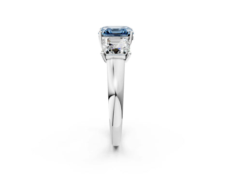 White gold Three-Stone Fancy Blue Asscher Cut Cut Solitaire Ring with Classic Prong Setting_14