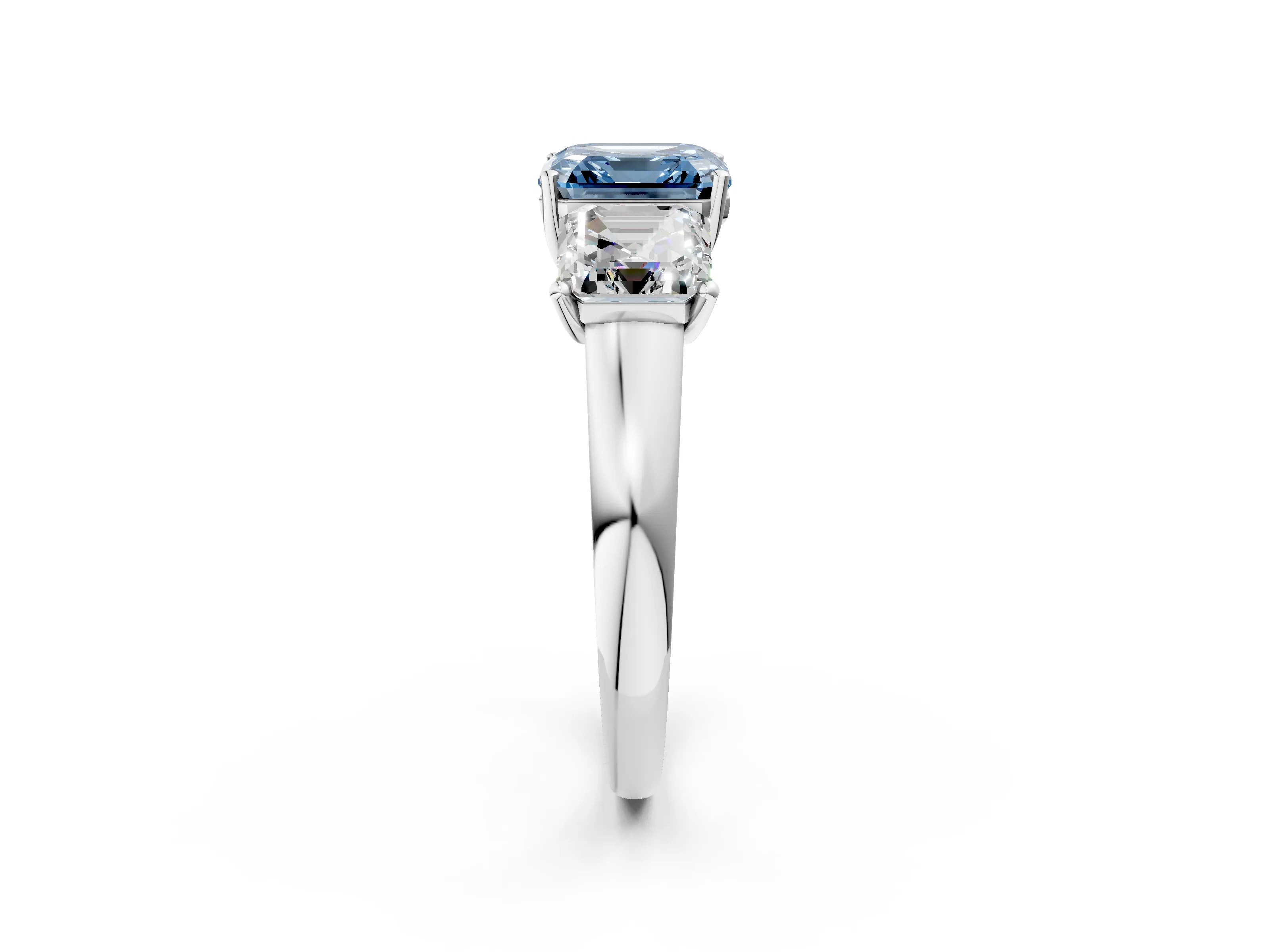 White gold Three-Stone Fancy Blue Asscher Cut Cut Solitaire Ring with Classic Prong Setting_14