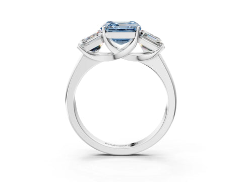 White gold Three-Stone Fancy Blue Asscher Cut Cut Solitaire Ring with Classic Prong Setting_15
